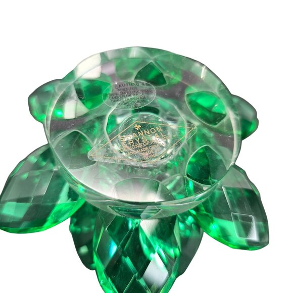 Shannon Crystal Emerald Green Crystal Lotus Candle Holders Godinger NIB JJ3973 - Picture 15 of 15